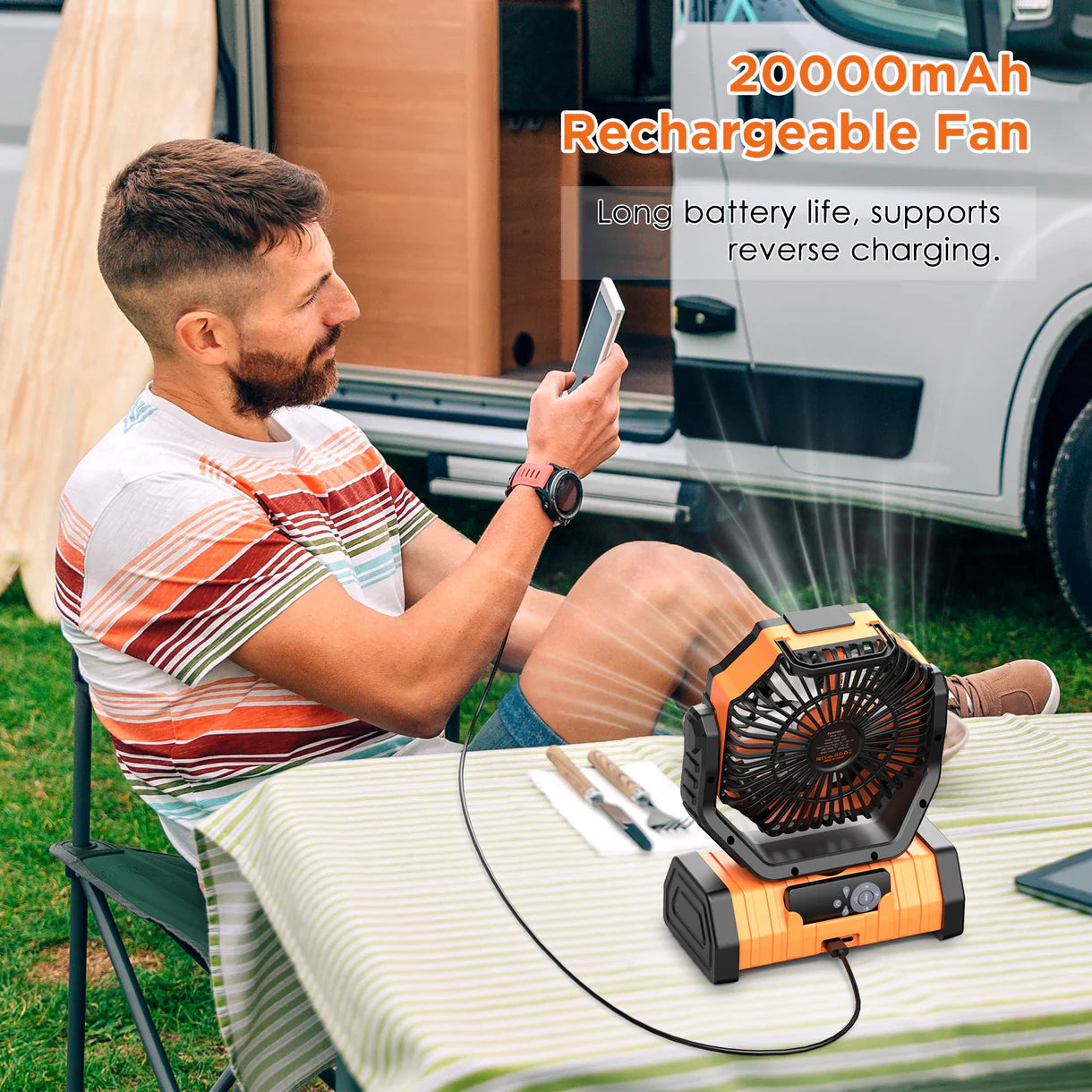 AirHaven Portable Fan with LED Light and Remote Control